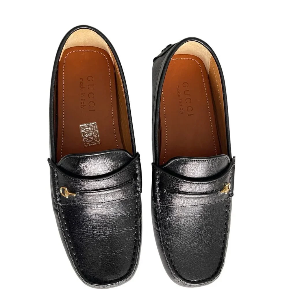 Gucci Mens‎ Black Leather Quentin Moccasin, 752621, Gucci Size UK 6